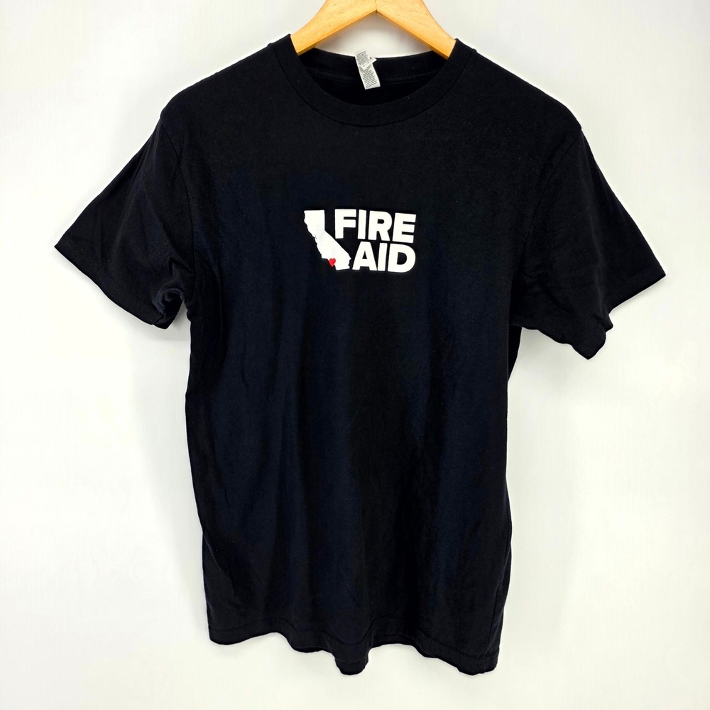 American Apparel Fire Aid T-Shirt Mens Medium Black 2025 Benefit Concert Tee